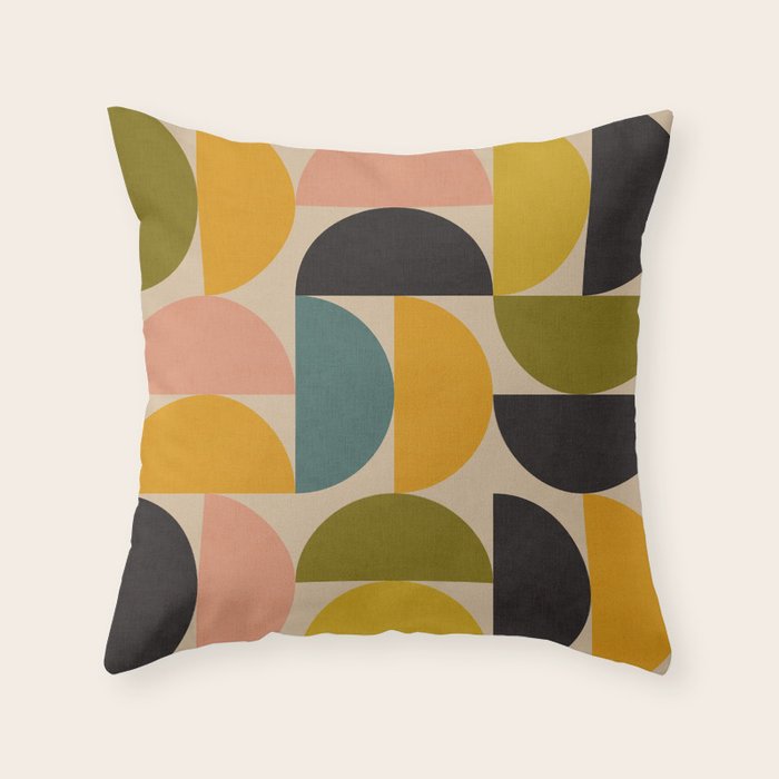 abstract mid mod half circles Throw Pillow Gallery Image 6