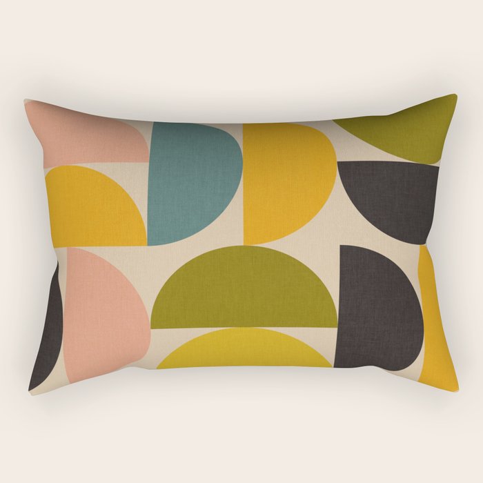 abstract mid mod half circles Rectangular Pillow Gallery Image 2
