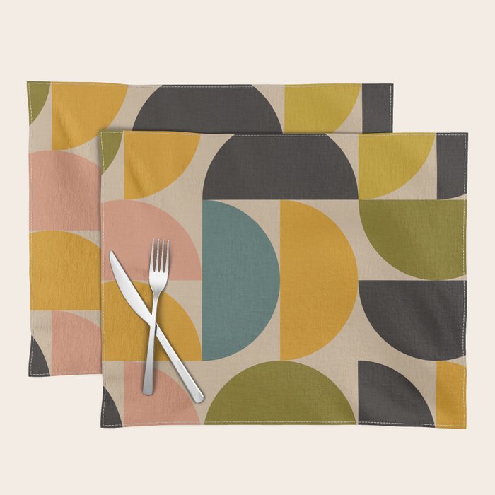 abstract mid mod half circles Placemat Gallery Image 1