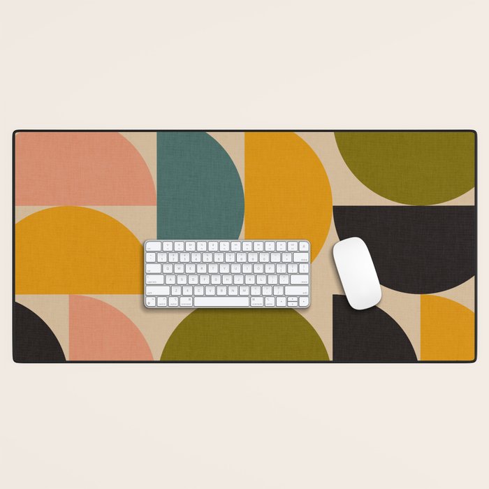 abstract mid mod half circles Desk Mat Gallery Image 1