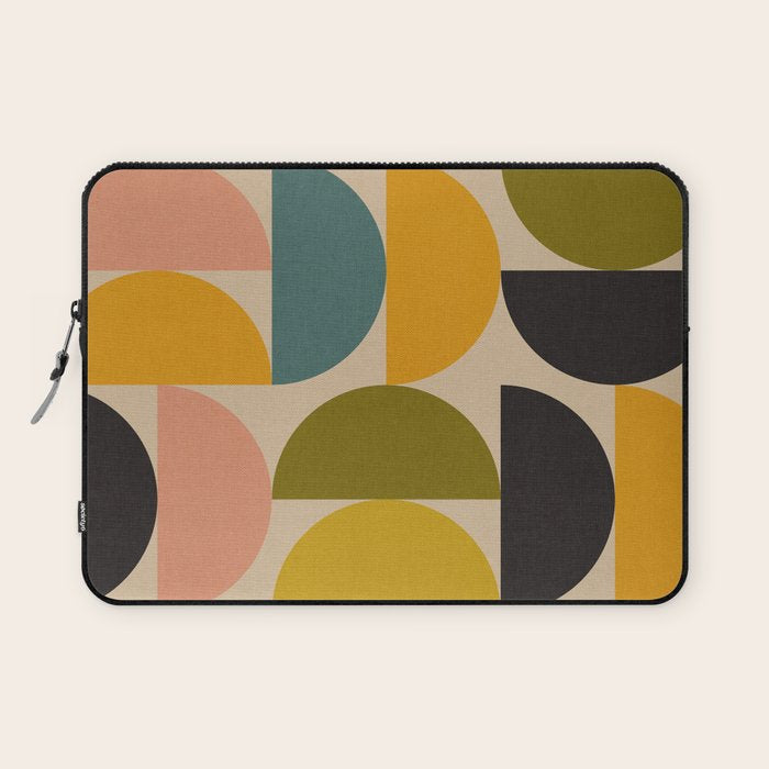 abstract mid mod half circles Laptop Sleeve Gallery Image 1
