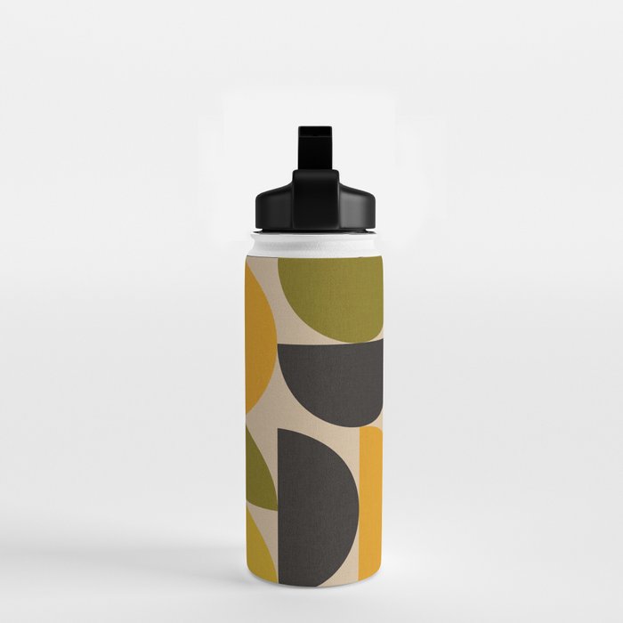 abstract mid mod half circles Water Bottle Gallery Image 2