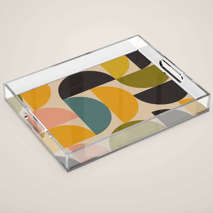 abstract mid mod half circles Acrylic Tray Gallery Image 1