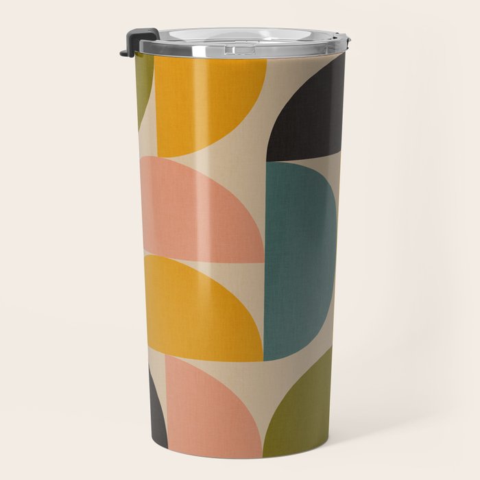 abstract mid mod half circles Travel Mug Gallery Image 3