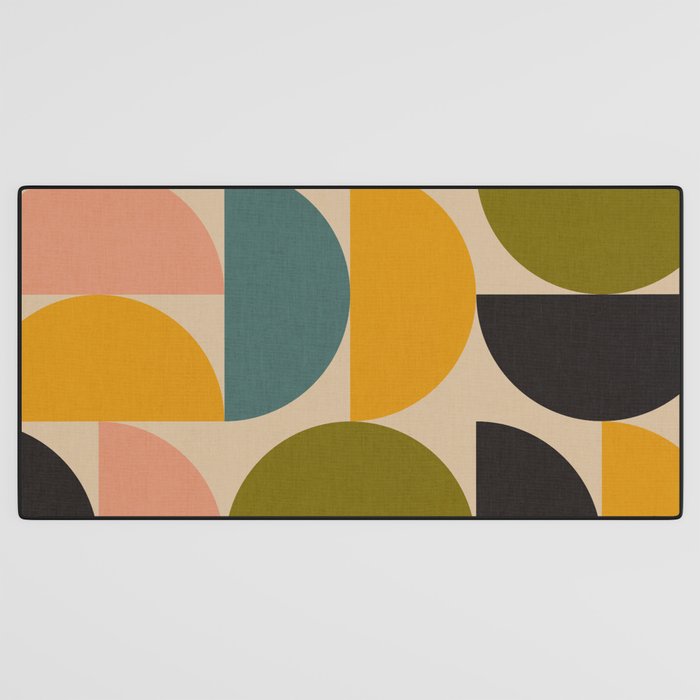 abstract mid mod half circles Desk Mat Gallery Image 3