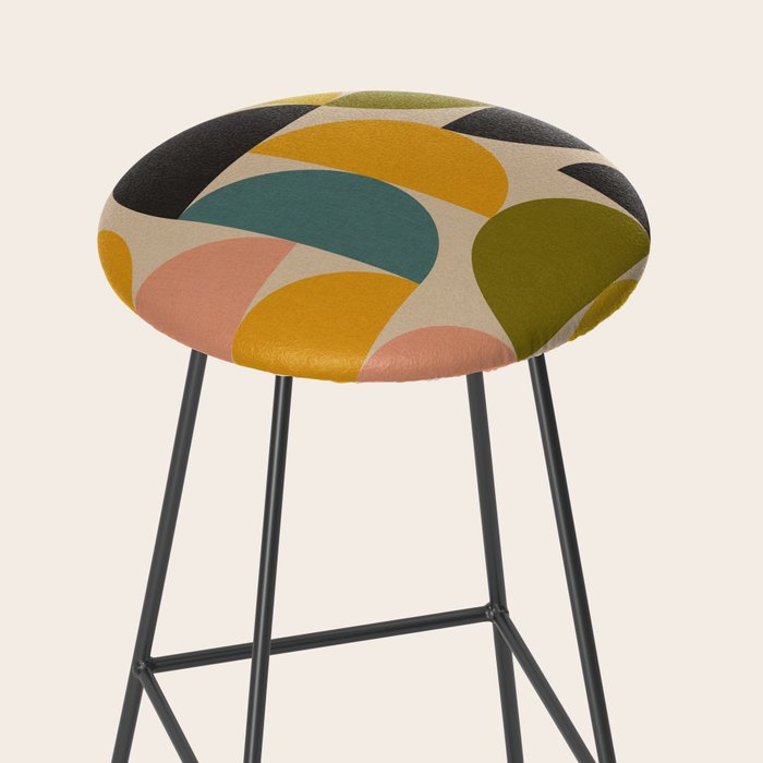 abstract mid mod half circles Stool Gallery Image 2