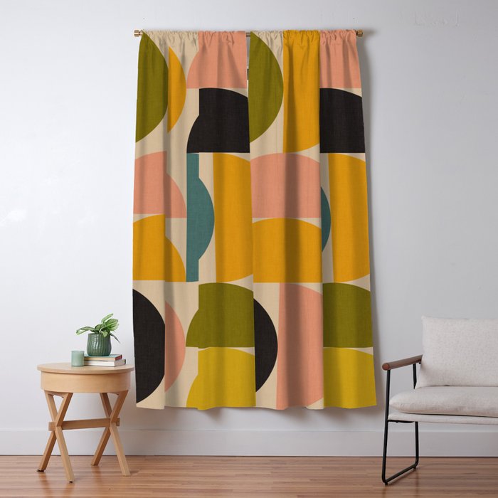 abstract mid mod half circles Window Curtain Gallery Image 5