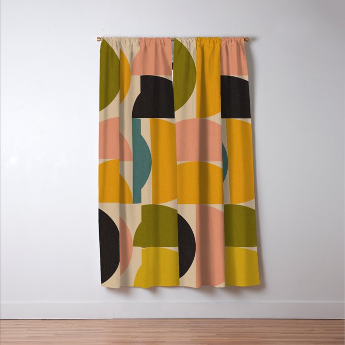 abstract mid mod half circles Window Curtain Gallery Image 3