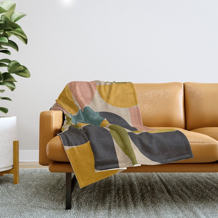 abstract mid mod half circles Throw Blanket Gallery Image 1