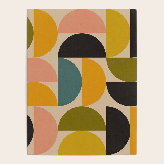 abstract mid mod half circles Poster Gallery Image 1