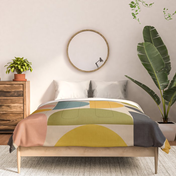 abstract mid mod half circles Comforter Gallery Image 3