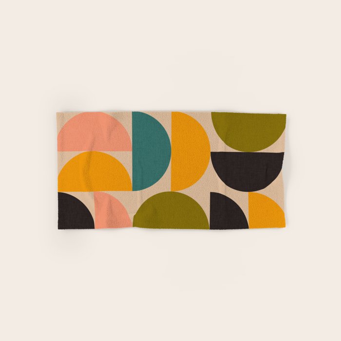 abstract mid mod half circles Bath Towel Gallery Image 1