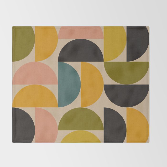abstract mid mod half circles Throw Blanket Gallery Image 2
