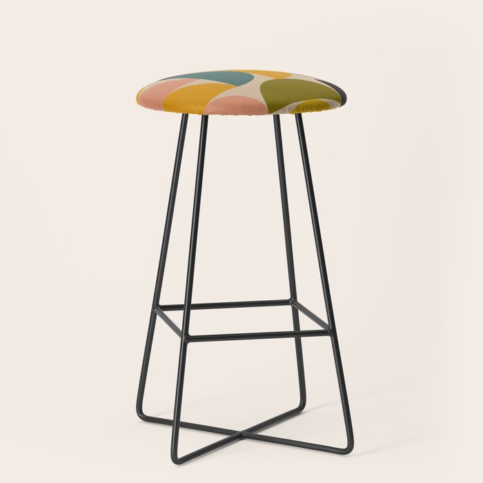 abstract mid mod half circles Stool Gallery Image 1
