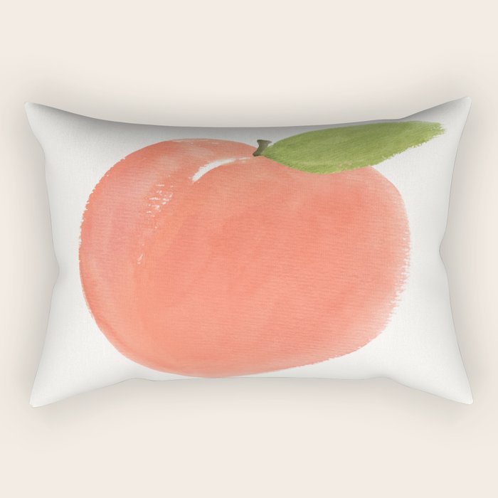 Peach - Fruit Watercolor Painting Rectangular Pillow Gallery Image 2