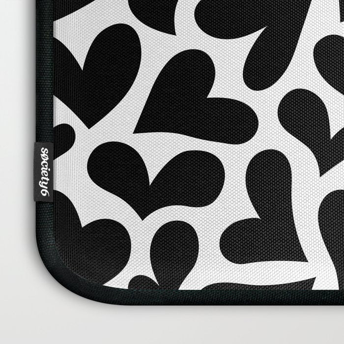 Black and white love heart shape pattern Laptop Sleeve Gallery Image 3