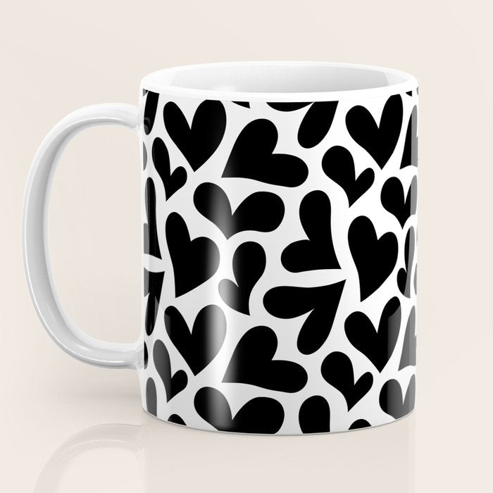 Black and white love heart shape pattern Coffee Mug Gallery Image 3