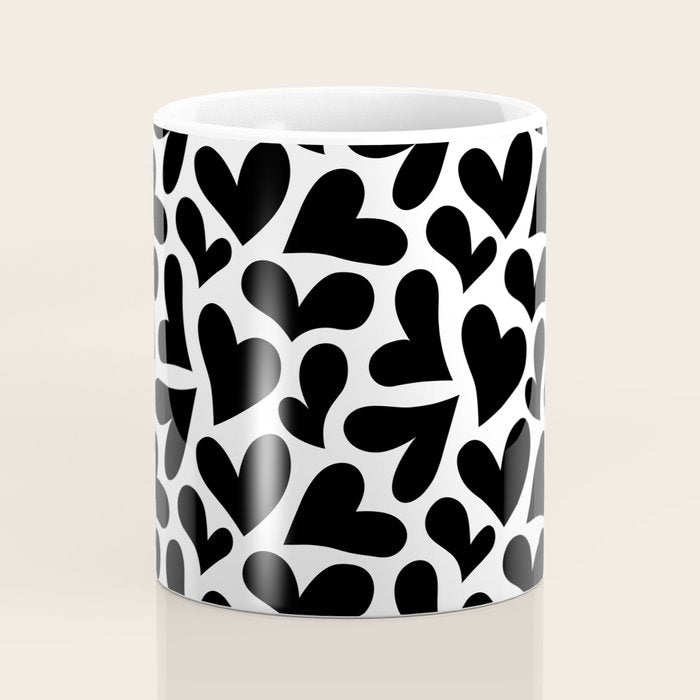 Black and white love heart shape pattern Coffee Mug Gallery Image 4