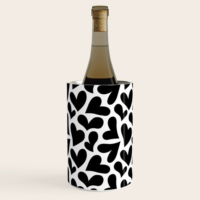 Black and white love heart shape pattern Wine Chiller Gallery Image 2