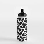 Black and white love heart shape pattern Water Bottle Gallery Image 2