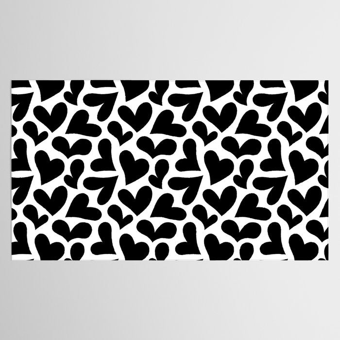 Black and white love heart shape pattern Tablecloth Gallery Image 2