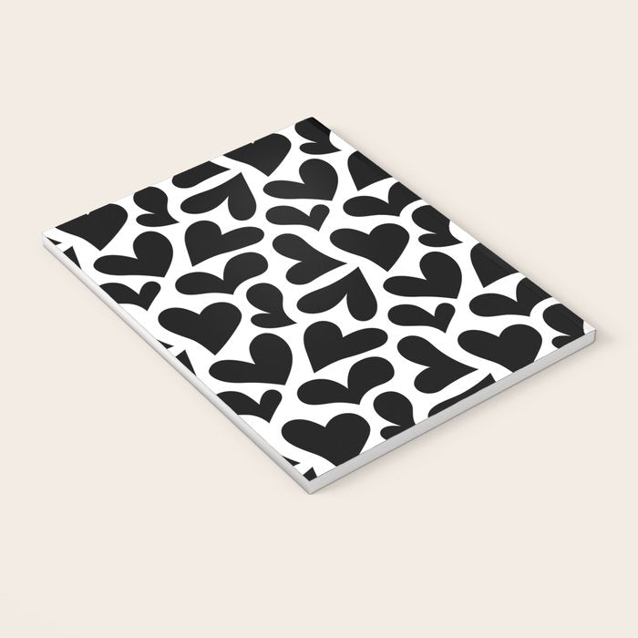 Black and white love heart shape pattern Notebook Gallery Image 3