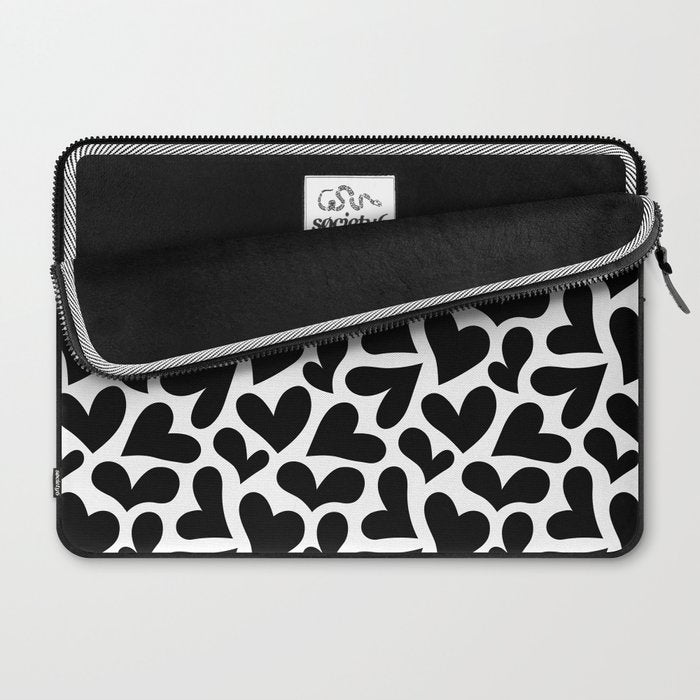 Black and white love heart shape pattern Laptop Sleeve Gallery Image 2