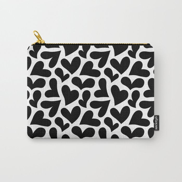Black and white love heart shape pattern Carry All Pouch Gallery Image 1