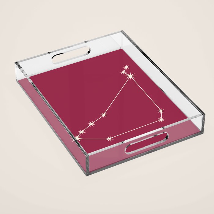 Capricorn Zodiac Star Constellation Line Art Pink Acrylic Tray Gallery Image 1