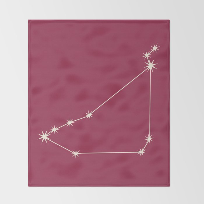 Capricorn Zodiac Star Constellation Line Art Pink Throw Blanket Gallery Image 2
