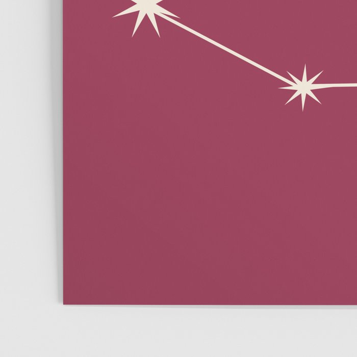 Capricorn Zodiac Star Constellation Line Art Pink Poster Gallery Image 3