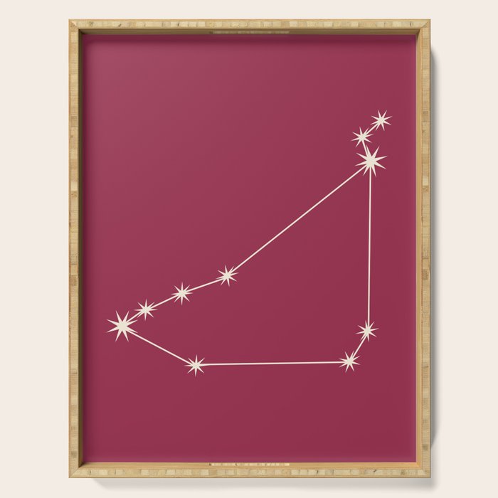 Capricorn Zodiac Star Constellation Line Art Pink Serving Tray Gallery Image 1