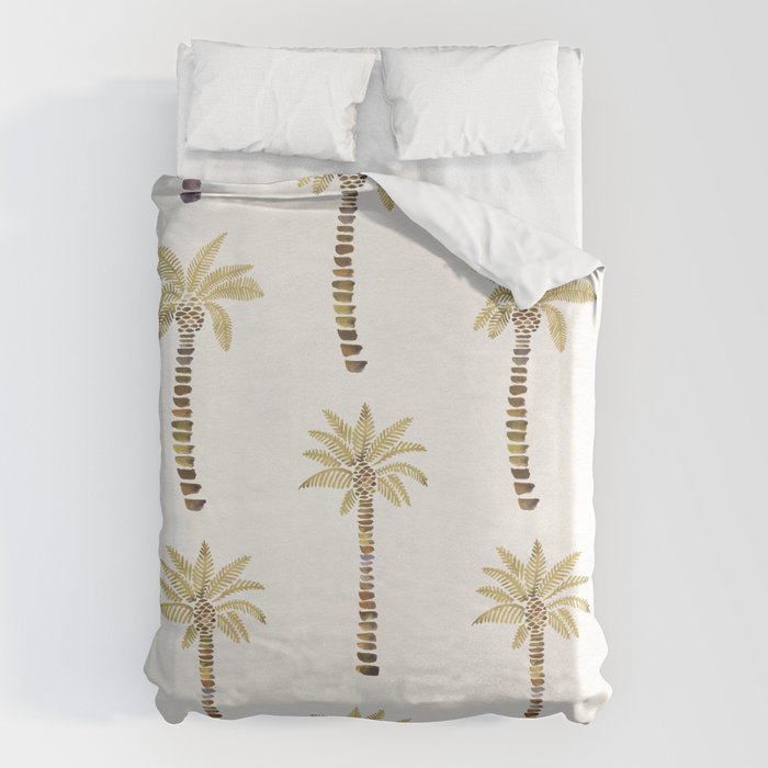 Mediterranean Palm Trees - Gold Palette Duvet Cover Gallery Image 1