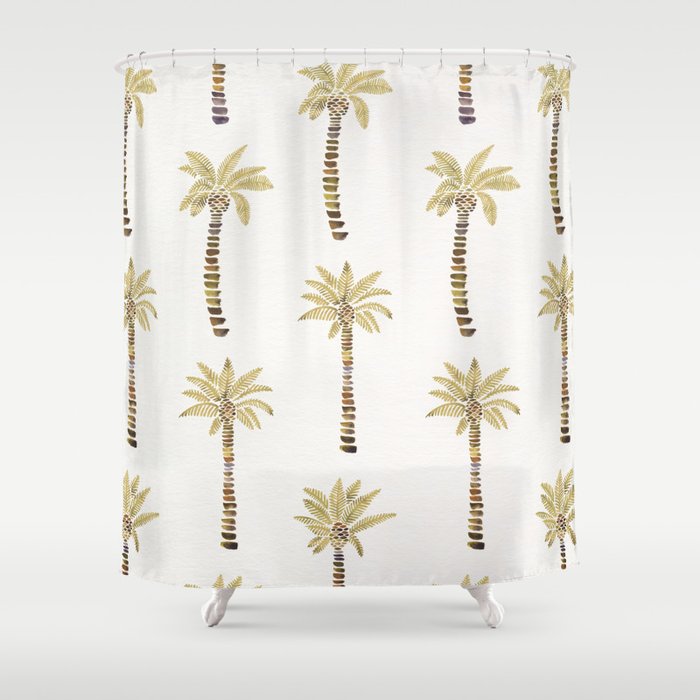 Mediterranean Palm Trees - Gold Palette Shower Curtain Gallery Image 1
