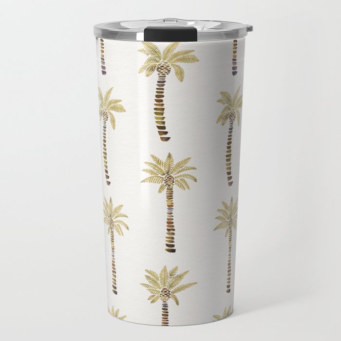 Mediterranean Palm Trees - Gold Palette Travel Mug Gallery Image 1