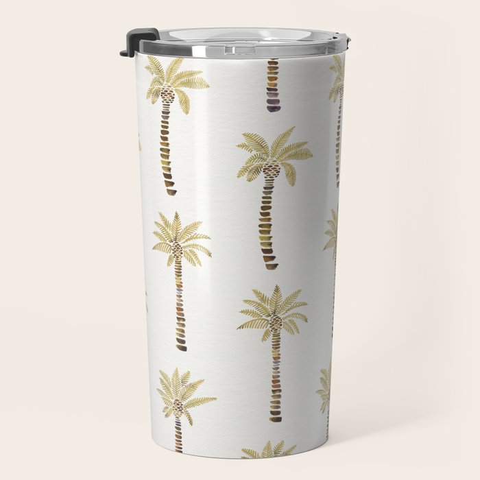Mediterranean Palm Trees - Gold Palette Travel Mug Gallery Image 3