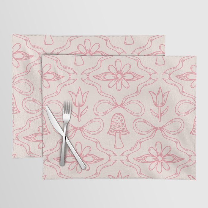 Spring Toile Print in Pink Placemat Gallery Image 1