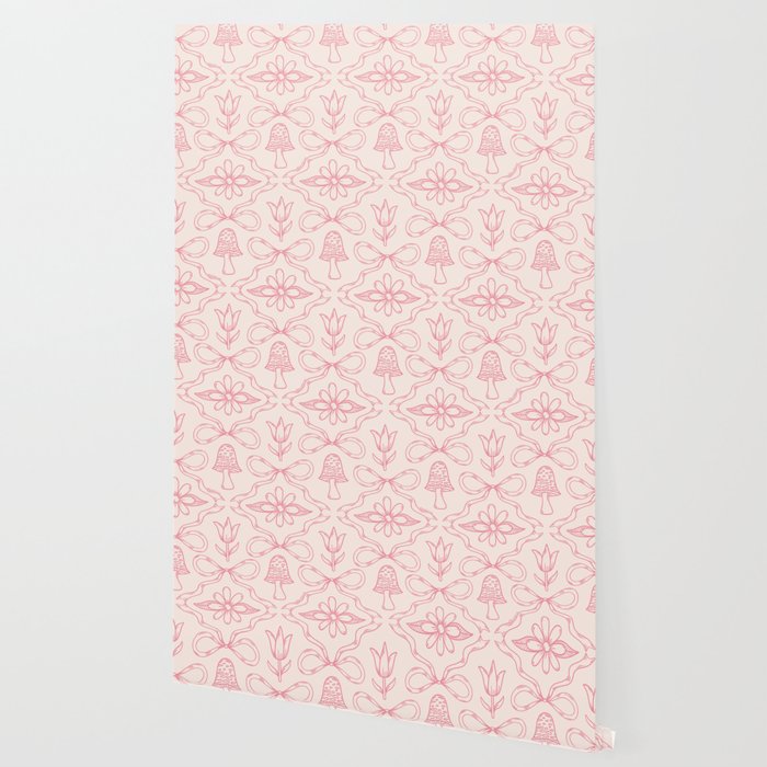Spring Toile Print in Pink Wallpaper Gallery Image 2