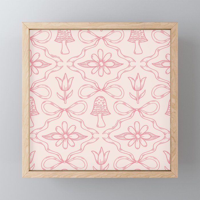Spring Toile Print in Pink Mini Art Print Gallery Image 1