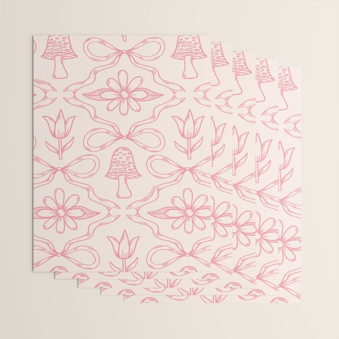 Spring Toile Print in Pink Wrapping Paper Gallery Image 3
