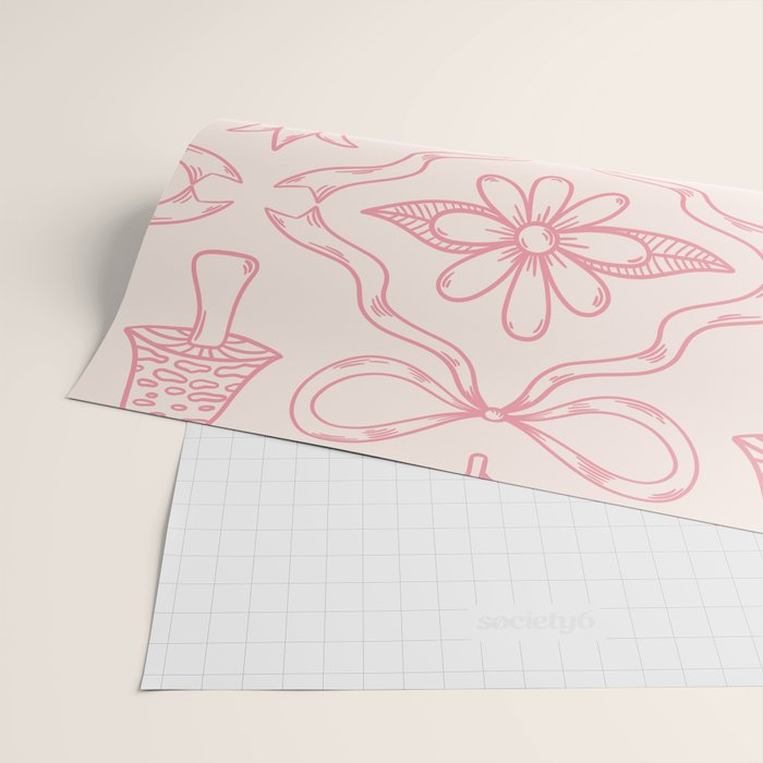 Spring Toile Print in Pink Wrapping Paper Gallery Image 2