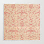 Spring Toile Print in Pink Wood Wall Art Gallery Image 1