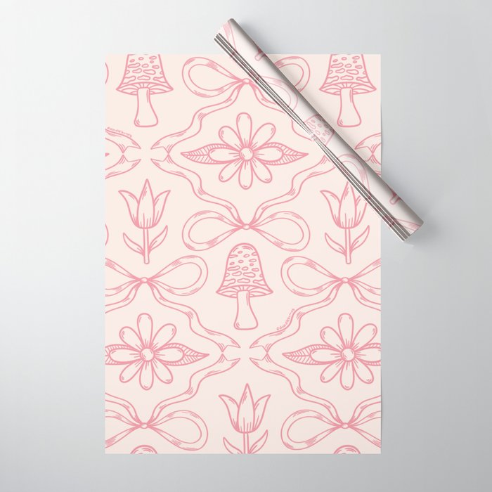 Spring Toile Print in Pink Wrapping Paper Gallery Image 1