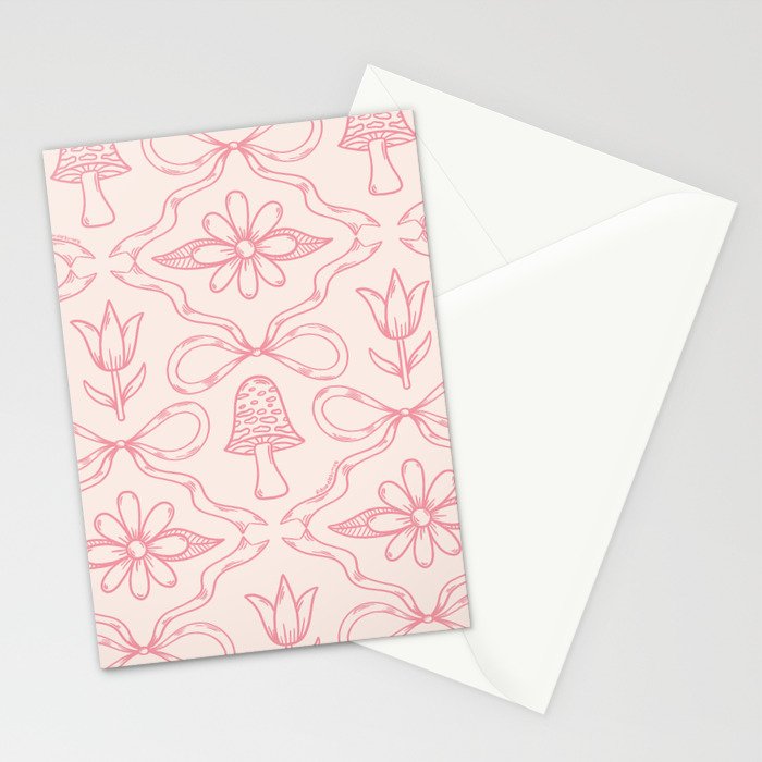 Spring Toile Print in Pink Stationery Card Gallery Image 2