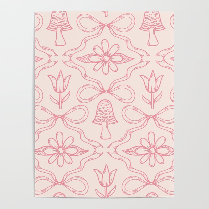 Spring Toile Print in Pink Poster Gallery Image 4