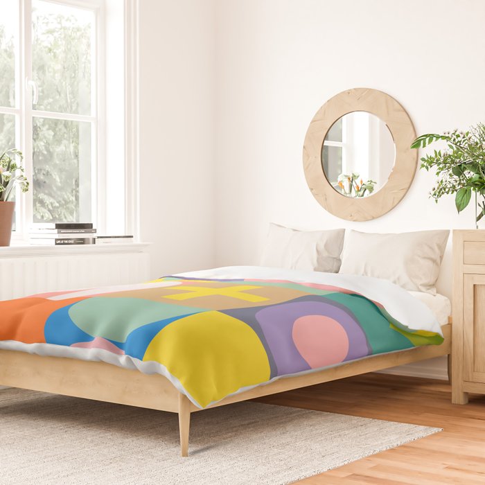 mid  century modern geometric checkers summer 2 Duvet Cover Gallery Image 2