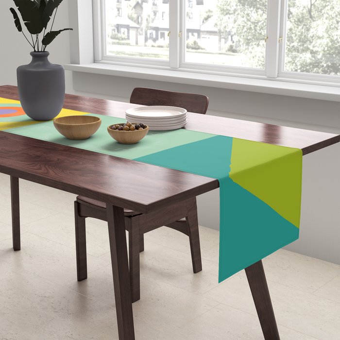 mid  century modern geometric checkers summer 2 Table Runner Gallery Image 2