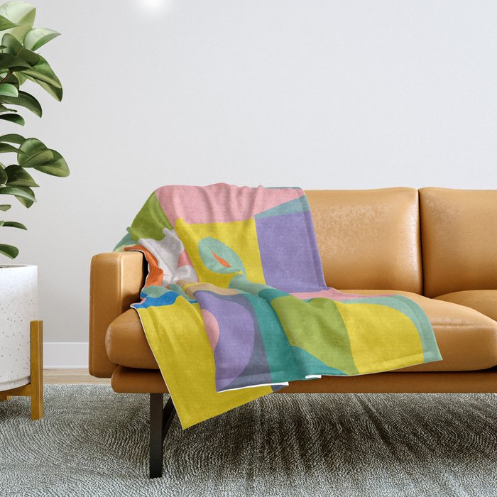 mid  century modern geometric checkers summer 2 Throw Blanket Gallery Image 1