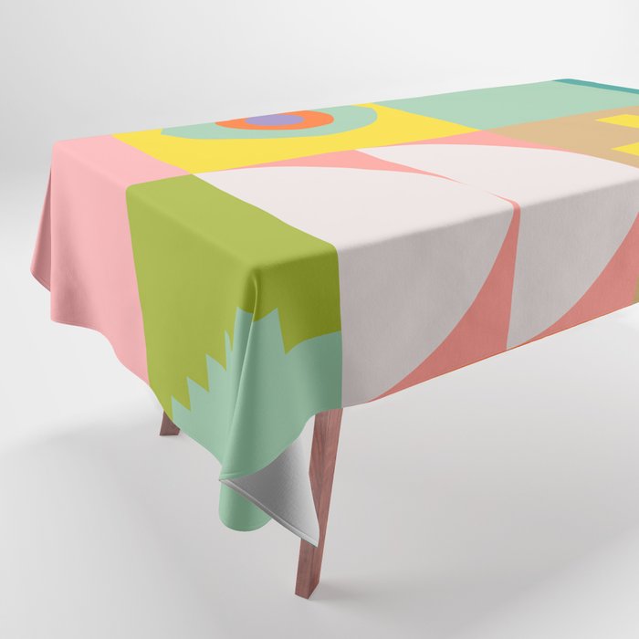 mid  century modern geometric checkers summer 2 Tablecloth Gallery Image 1