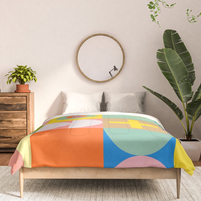 mid  century modern geometric checkers summer 2 Comforter Gallery Image 3